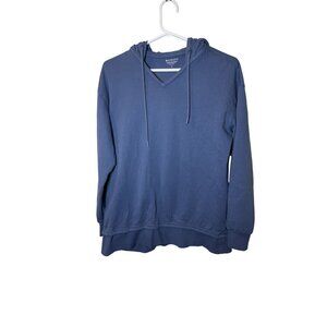 Athleta Womens Blue V-Neck Hoodie Pullover Long Sleeve Lightweight S